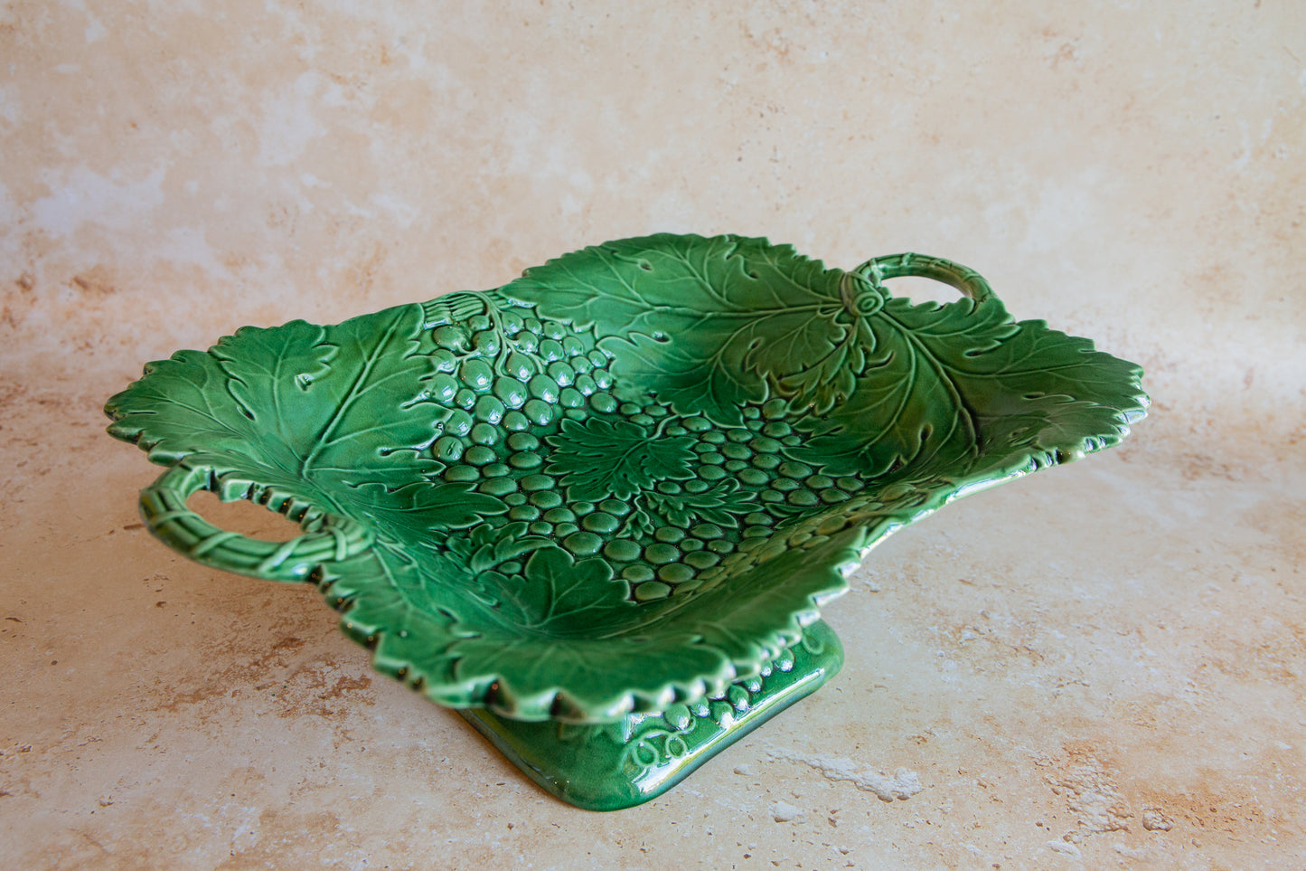 Vintage Green Majolica Serving Plate