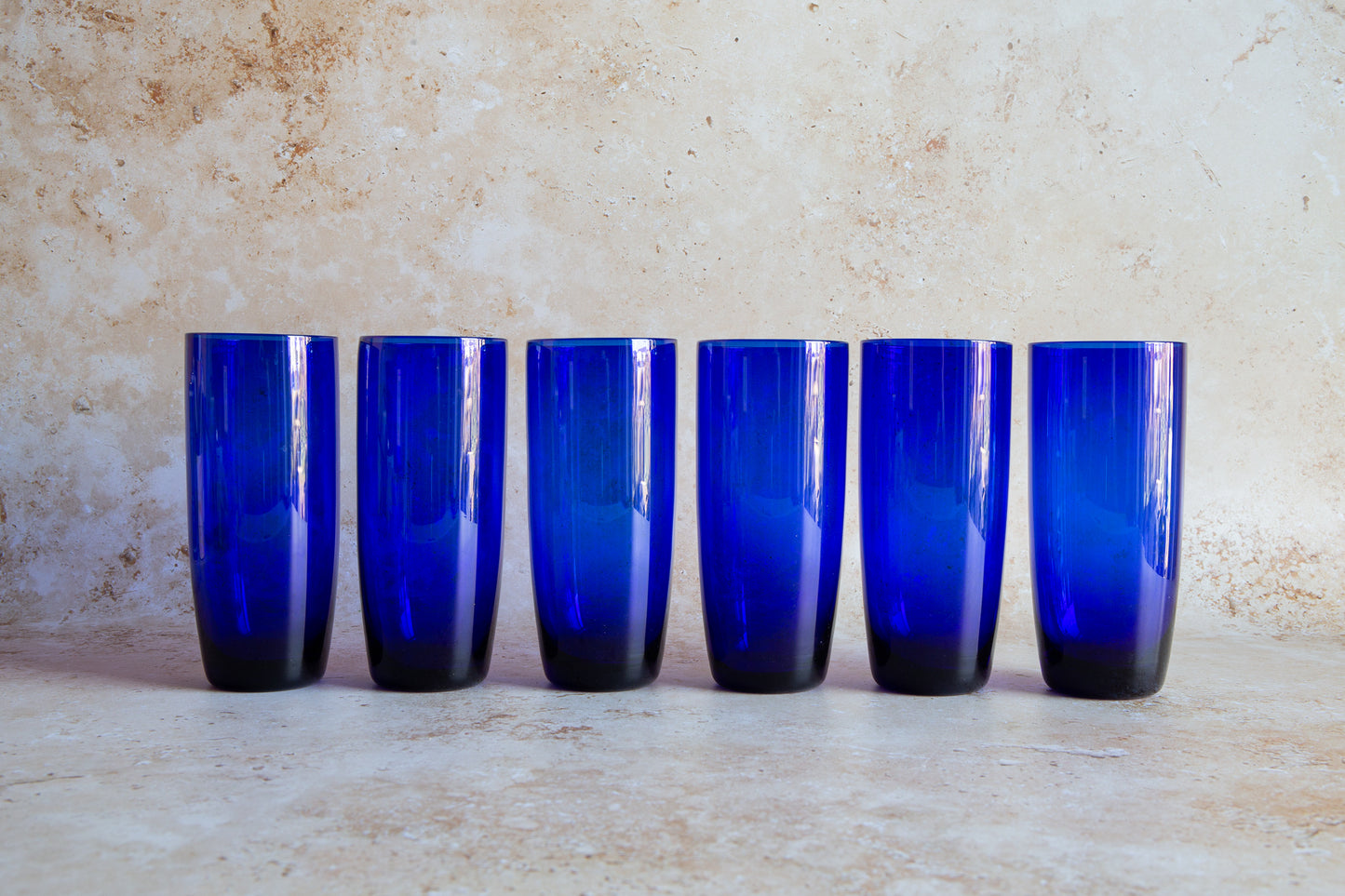 Vintage Bristol Blue Glass Tumblers Set of 6