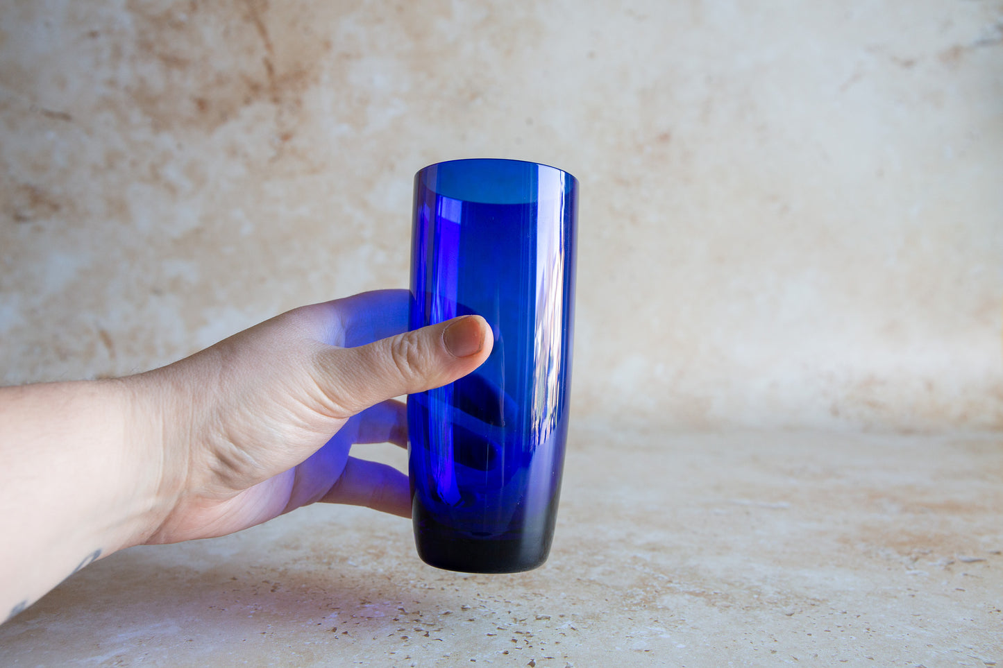 Vintage Bristol Blue Glass Tumblers Set of 6