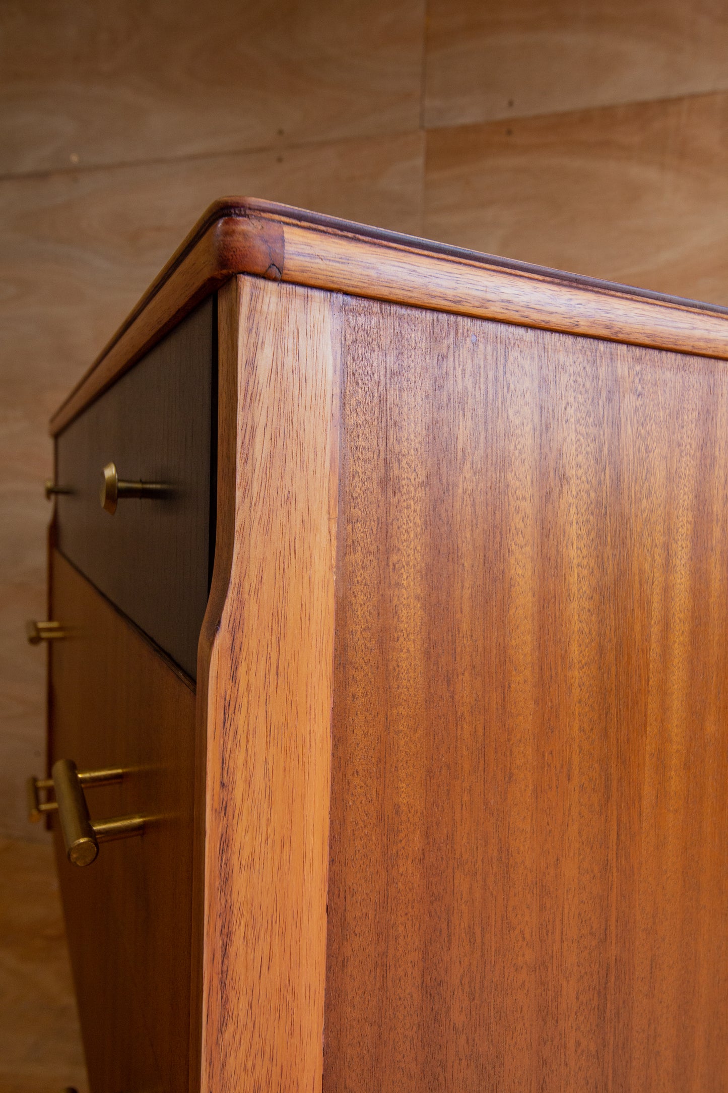 Vintage Teak & Black Chest of Drawers