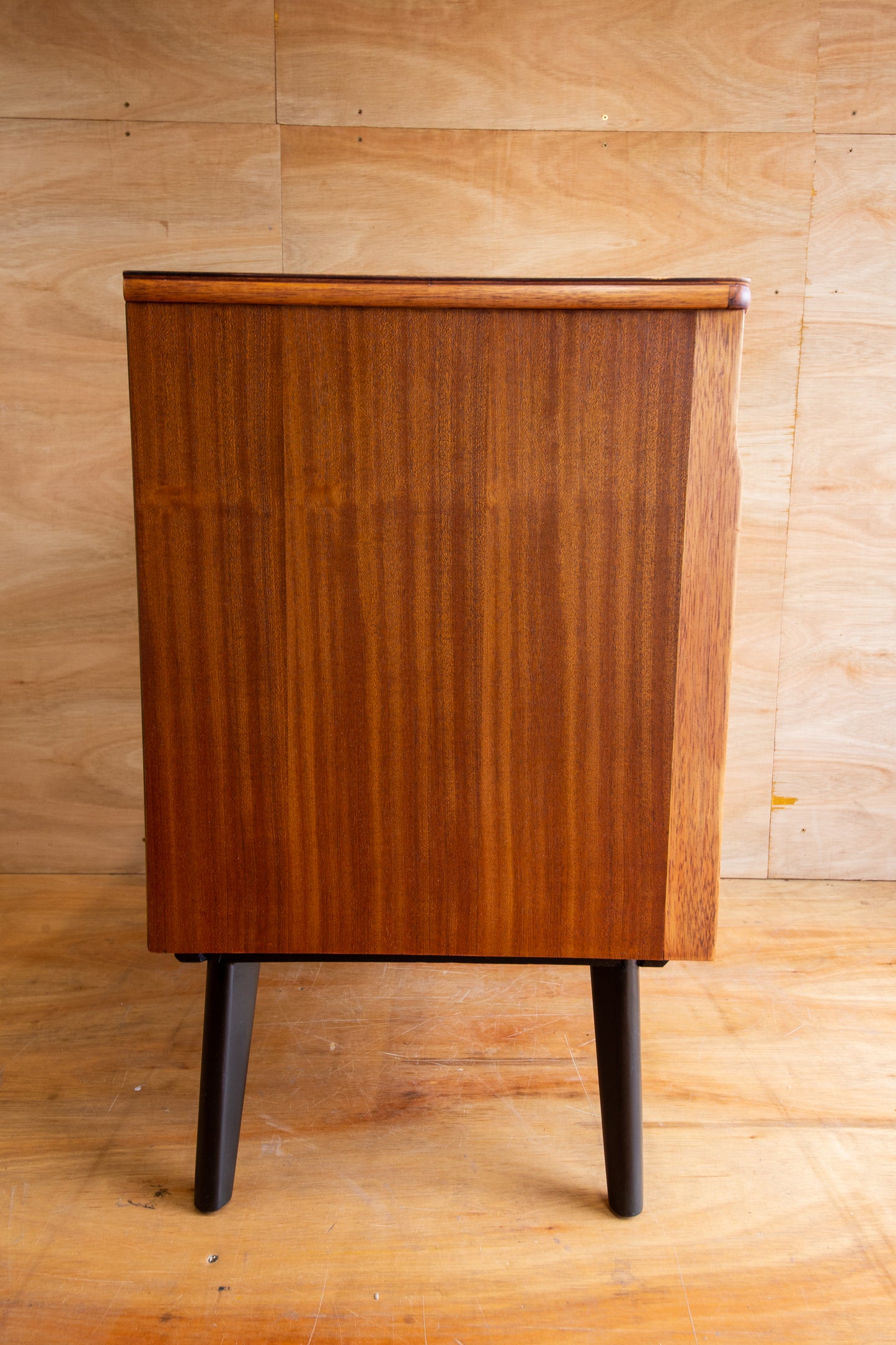 Vintage Teak & Black Chest of Drawers