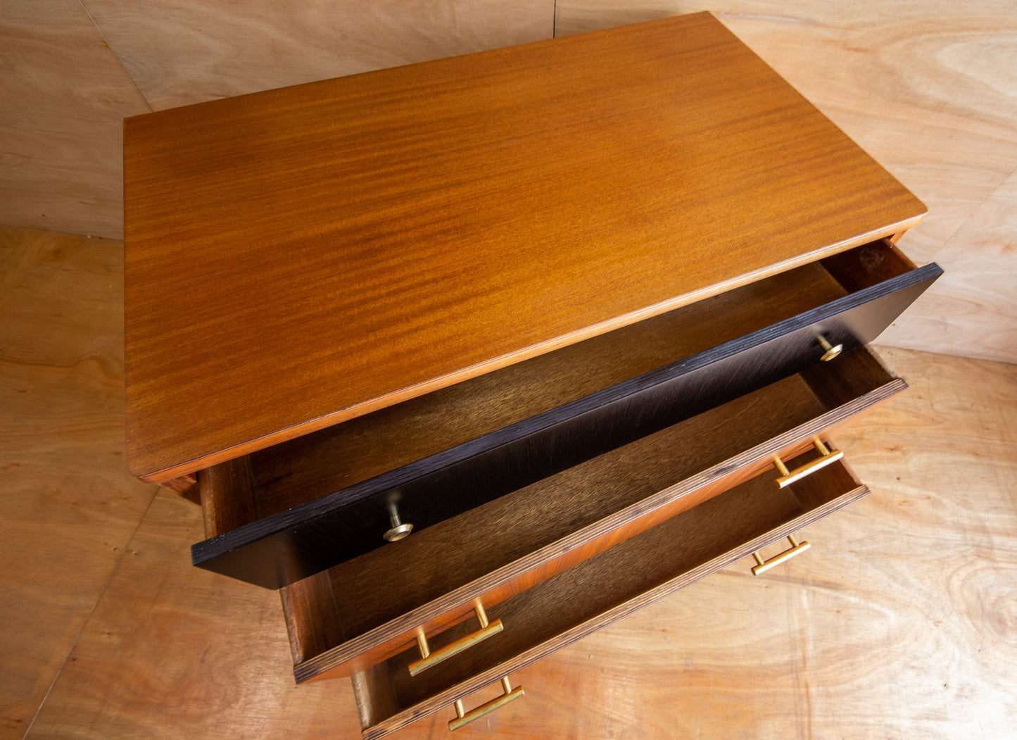 Vintage Teak & Black Chest of Drawers