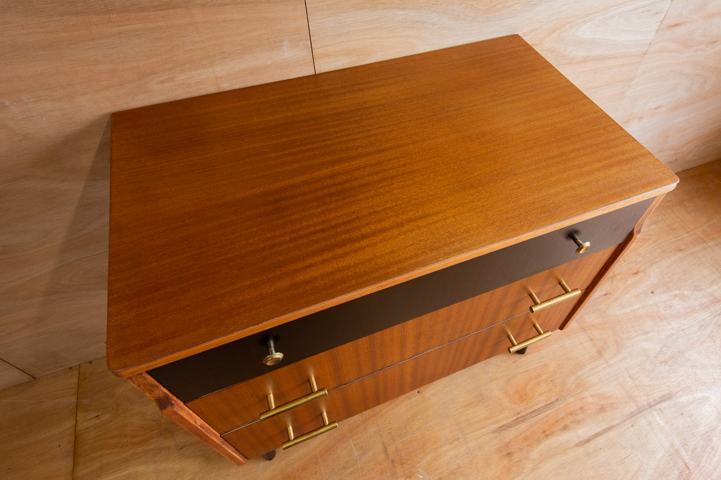 Vintage Teak & Black Chest of Drawers