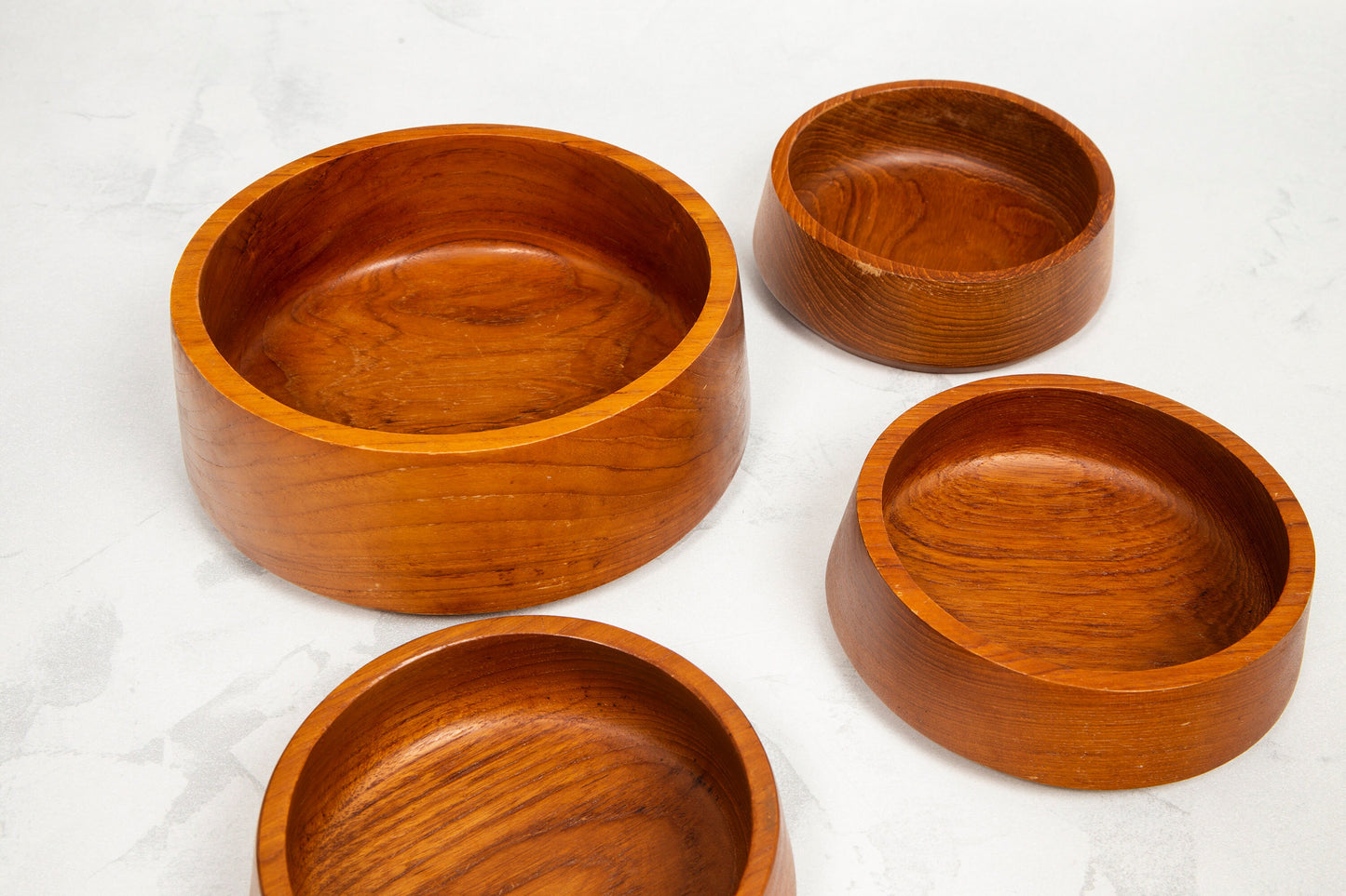 Vintage Teak Wooden Bowls Set