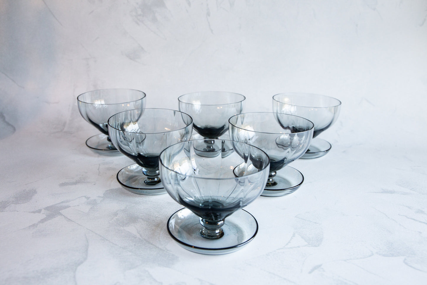 Vintage Blue Glass Dessert Bowls Set